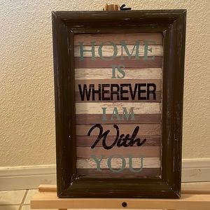 New with tags-home-weather look wooden sign in frame-display not for sale